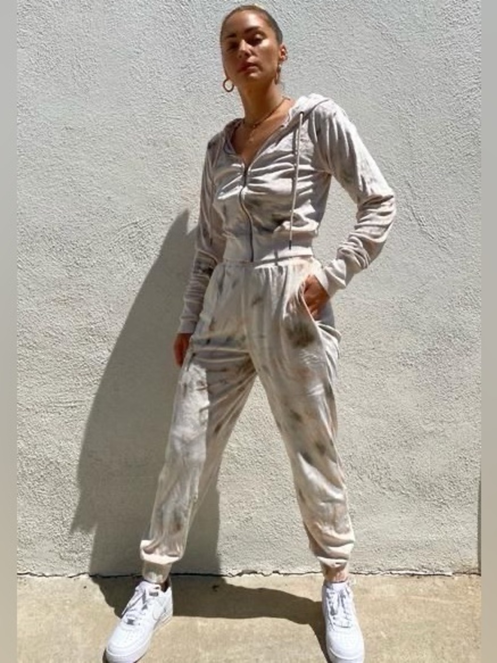 AFRM Pavlova Velour Joggers in Mocha Tie (hoodie sold separately)